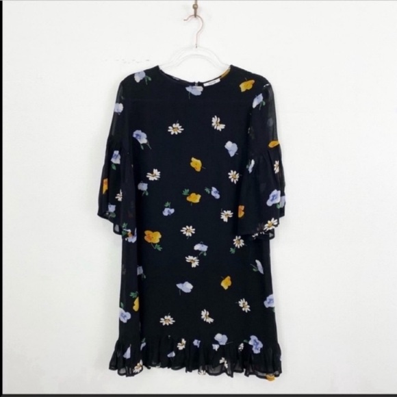 Ganni Dainty Ruffle Floral Printed Georgette Dress - Picture 2 of 6